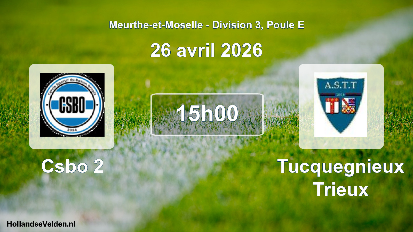 Geplande wedstrijd: Csbo 2 - Tucquegnieux Trieux (26 april 2026)