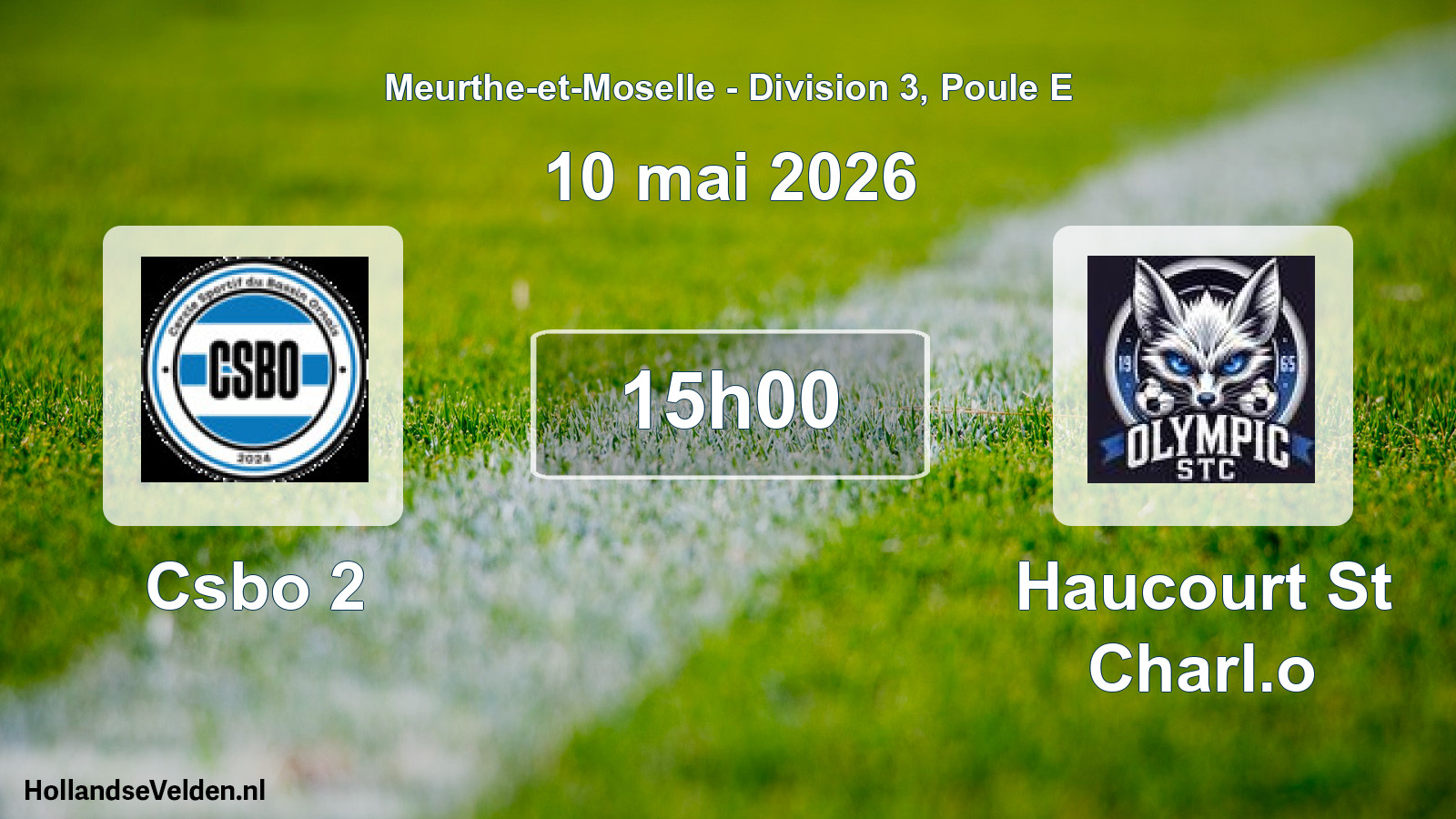 Geplande wedstrijd: Csbo 2 - Haucourt St Charl.o (10 mei 2026)