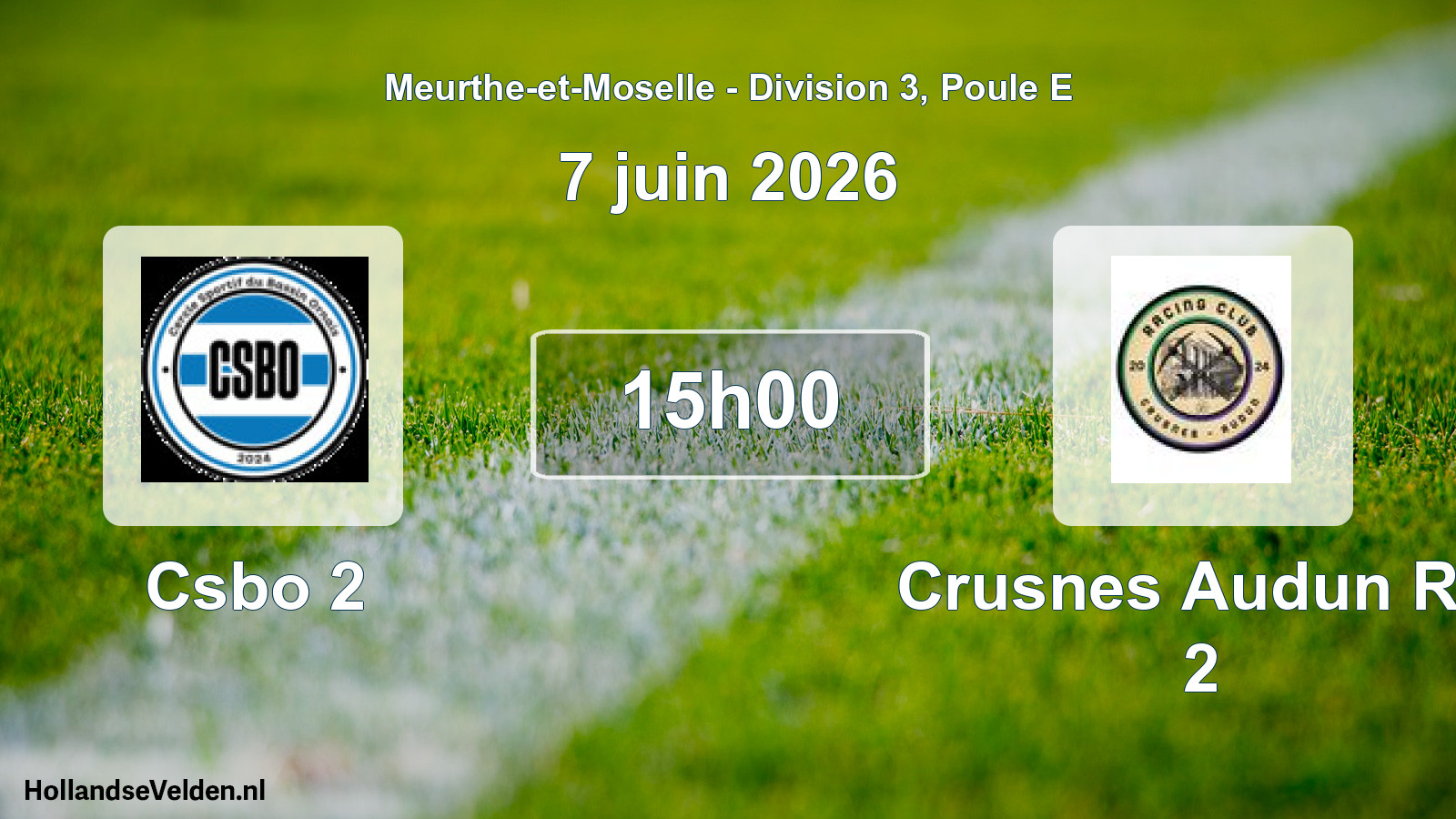 Match programmé: Csbo 2 - Crusnes Audun RC 2 (7 juin 2026)