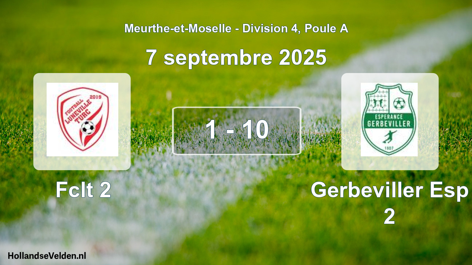 Match joué: Fclt 2 - Gerbeviller Esp 2 1 - 10 (7 septembre 2025)