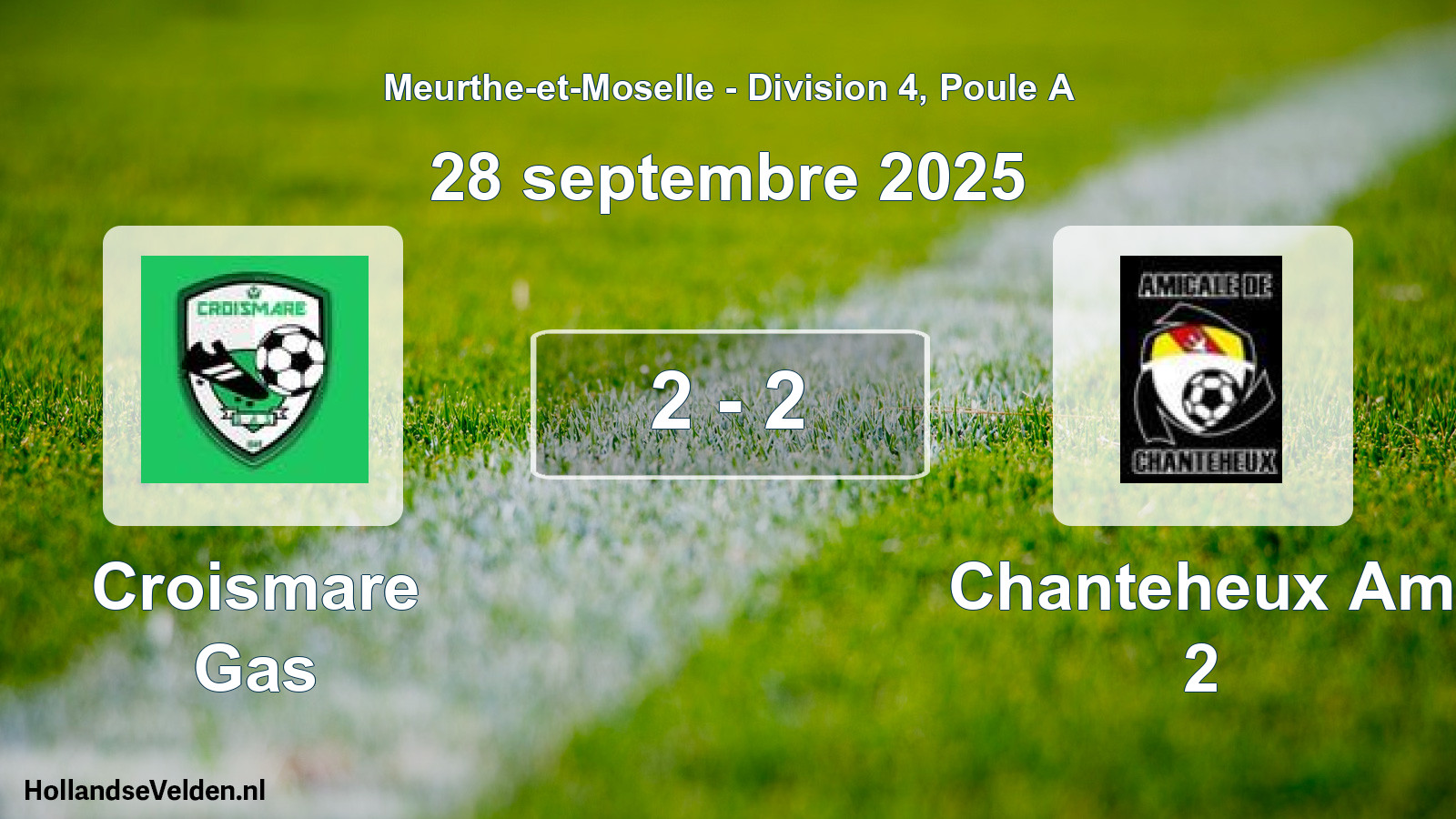 Total number of matches played: Croismare Gas - Chanteheux Am 2 2 - 2 (28 September 2025)