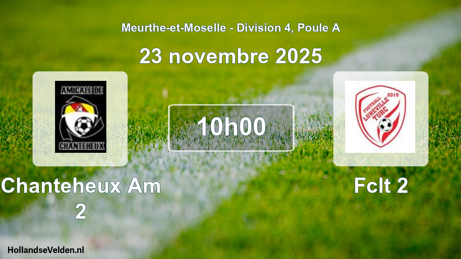 Match programmé: Chanteheux Am 2 - Fclt 2 (23 novembre 2025)
