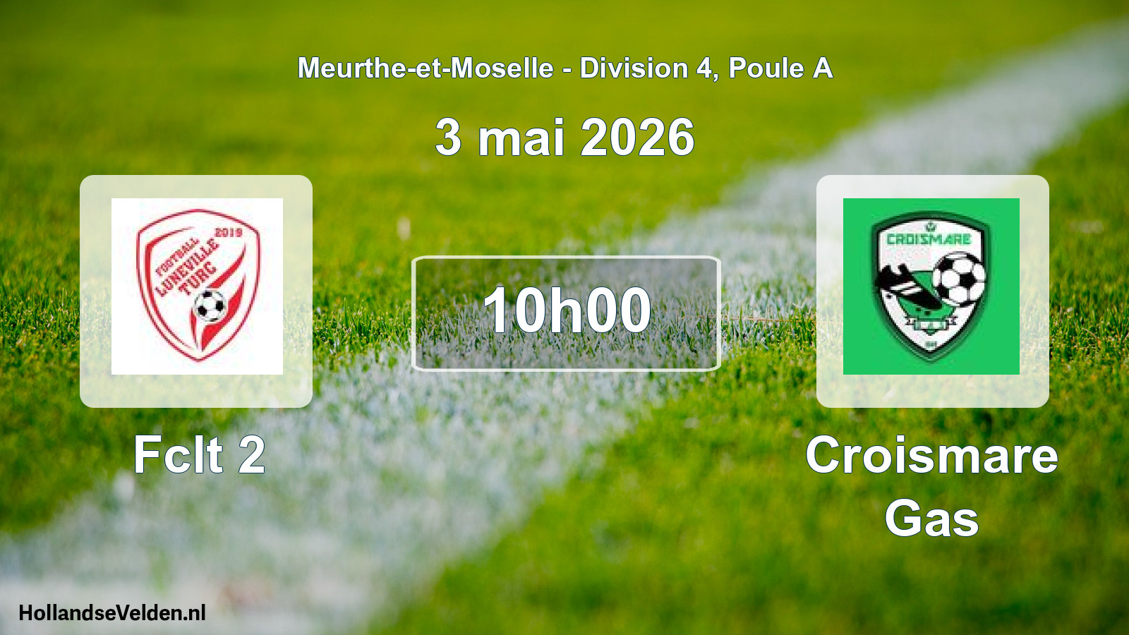 Match programmé: Fclt 2 - Croismare Gas (3 mai 2026)