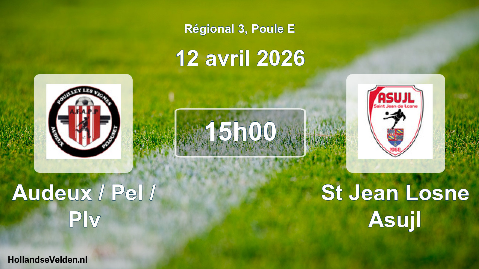 Geplande wedstrijd: Audeux / Pel / Plv - St Jean Losne Asujl (12 april 2026)