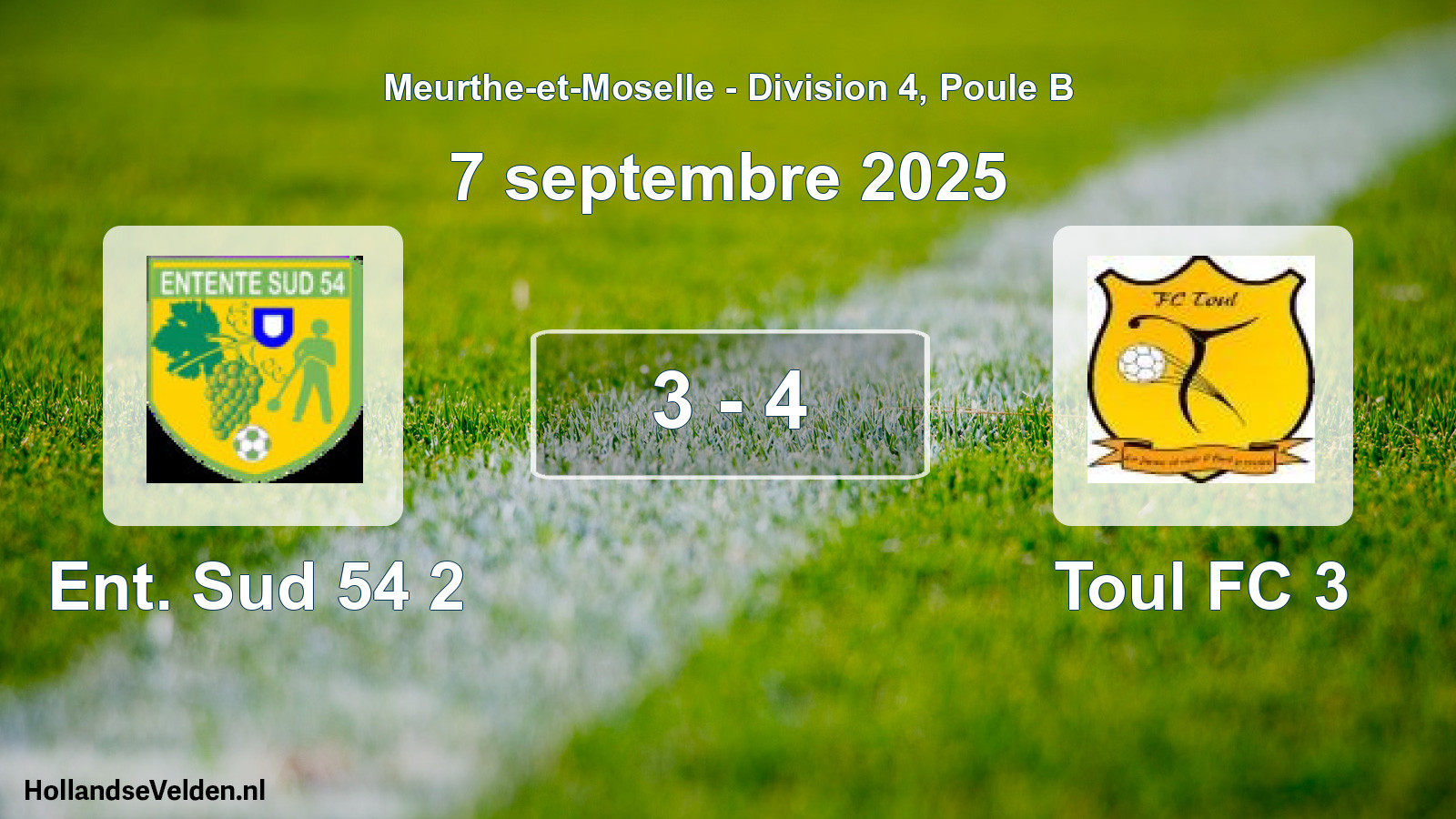 Match joué: Ent. Sud 54 2 - Toul FC 3 3 - 4 (7 septembre 2025)