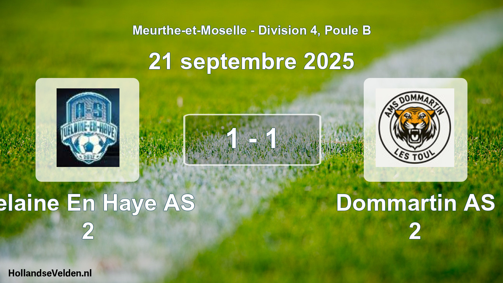 Match joué: Velaine En Haye AS 2 - Dommartin AS 2 1 - 1 (21 septembre 2025)