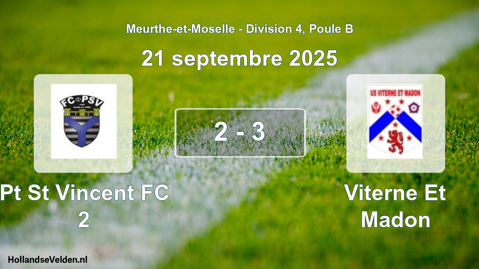 Match joué: Pt St Vincent FC 2 - Viterne Et Madon 2 - 3 (21 septembre 2025)