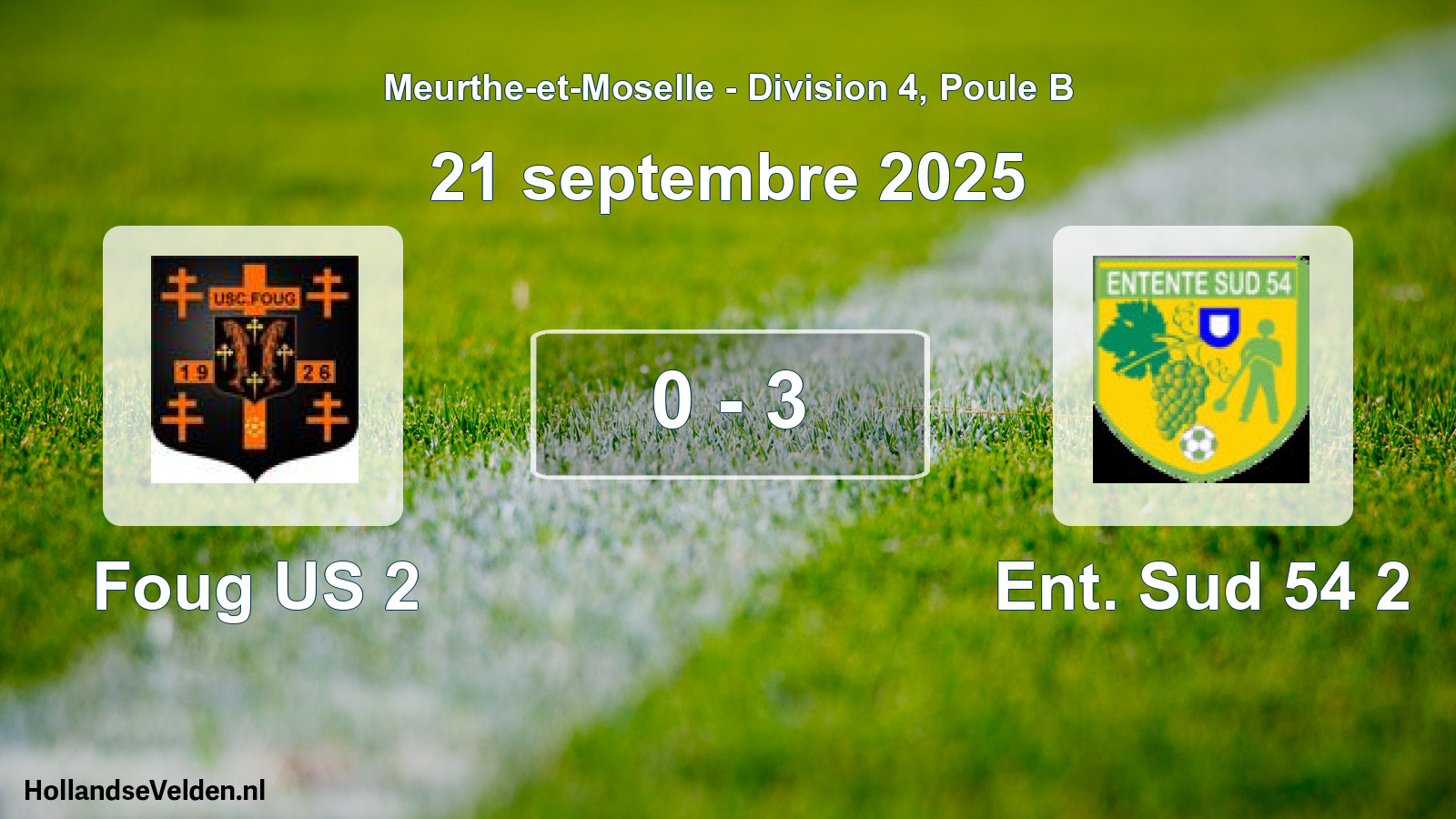 Gespeelde wedstrijd: Foug US 2 - Ent. Sud 54 2 0 - 3 (21 september 2025)