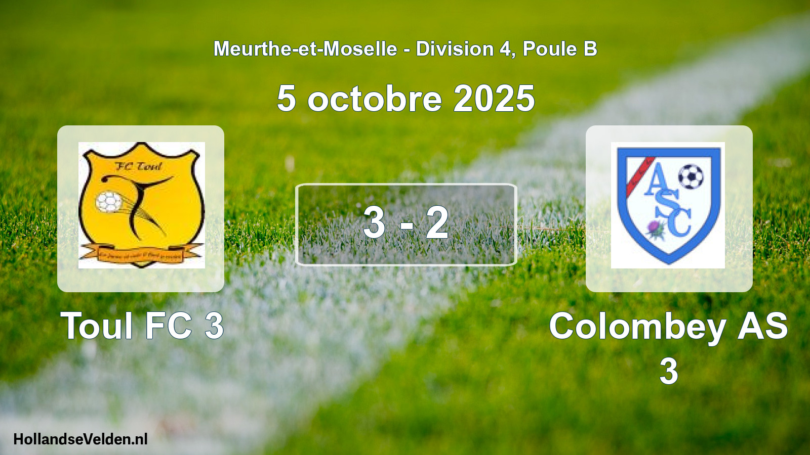 Match joué: Toul FC 3 - Colombey AS 3 3 - 2 (5 octobre 2025)