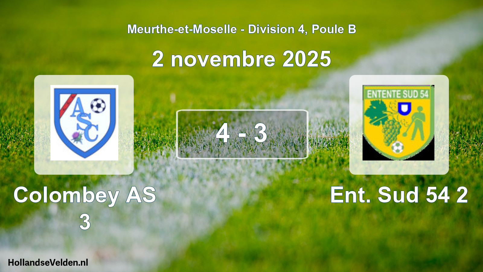 Match joué: Colombey AS 3 - Ent. Sud 54 2 4 - 3 (2 novembre 2025)