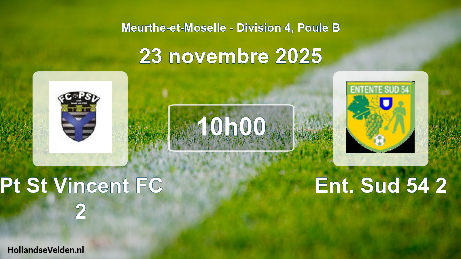 Match programmé: Pt St Vincent FC 2 - Ent. Sud 54 2 (23 novembre 2025)