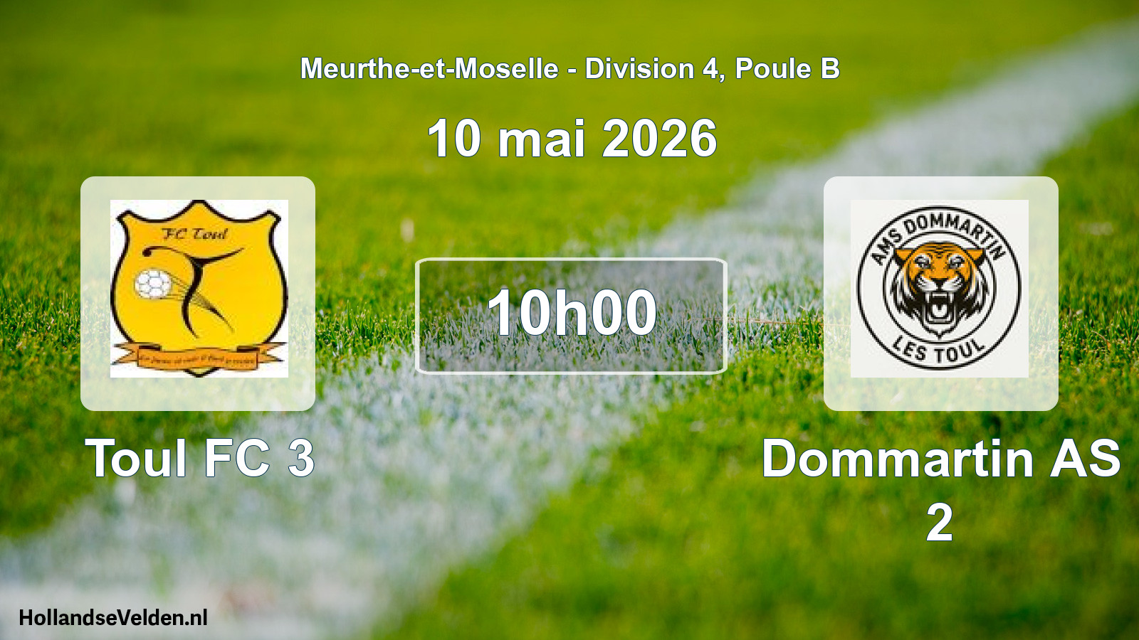 Match programmé: Toul FC 3 - Dommartin AS 2 (10 mai 2026)