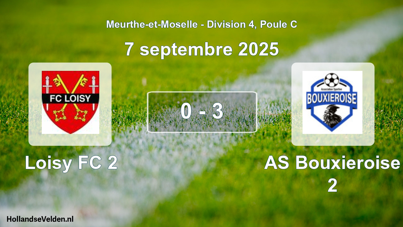Total number of matches played: Loisy FC 2 - AS Bouxieroise 2 0 - 3 (7 September 2025)