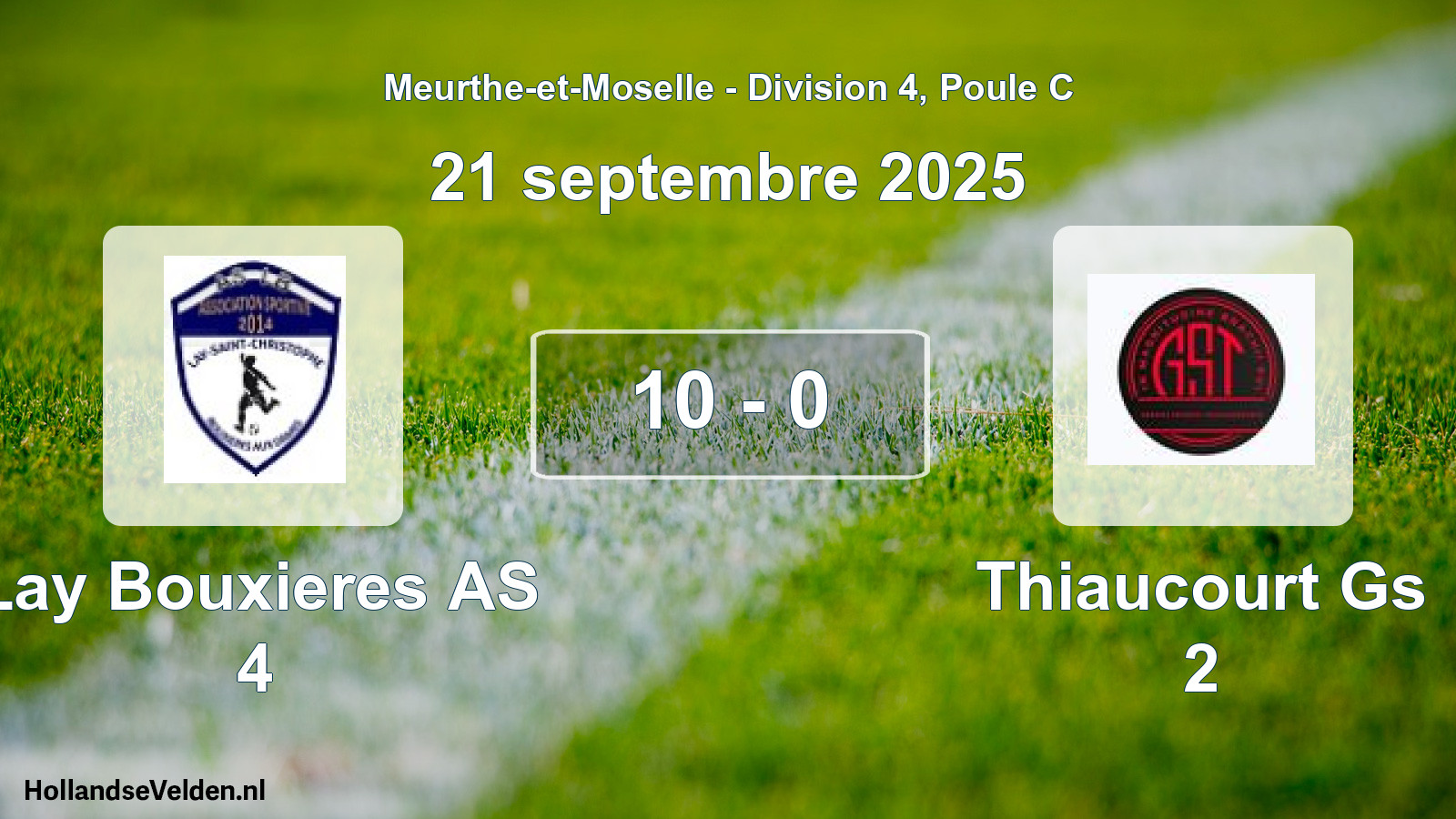 Match joué: Lay Bouxieres AS 4 - Thiaucourt Gs 2 10 - 0 (21 septembre 2025)
