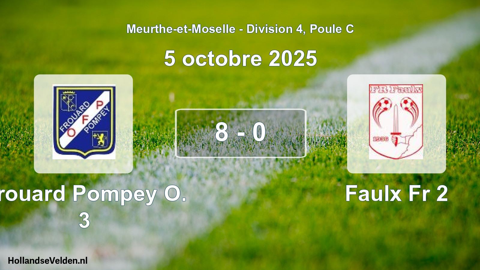 Match joué: Frouard Pompey O. 3 - Faulx Fr 2 8 - 0 (5 octobre 2025)