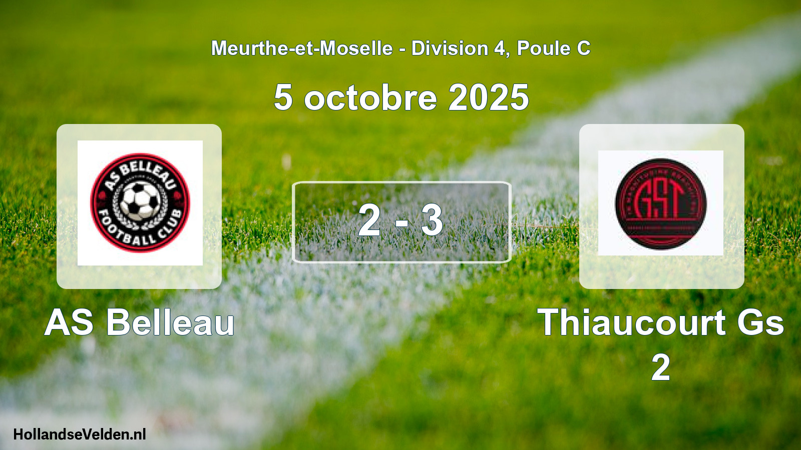 Total number of matches played: AS Belleau - Thiaucourt Gs 2 2 - 3 (5 October 2025)