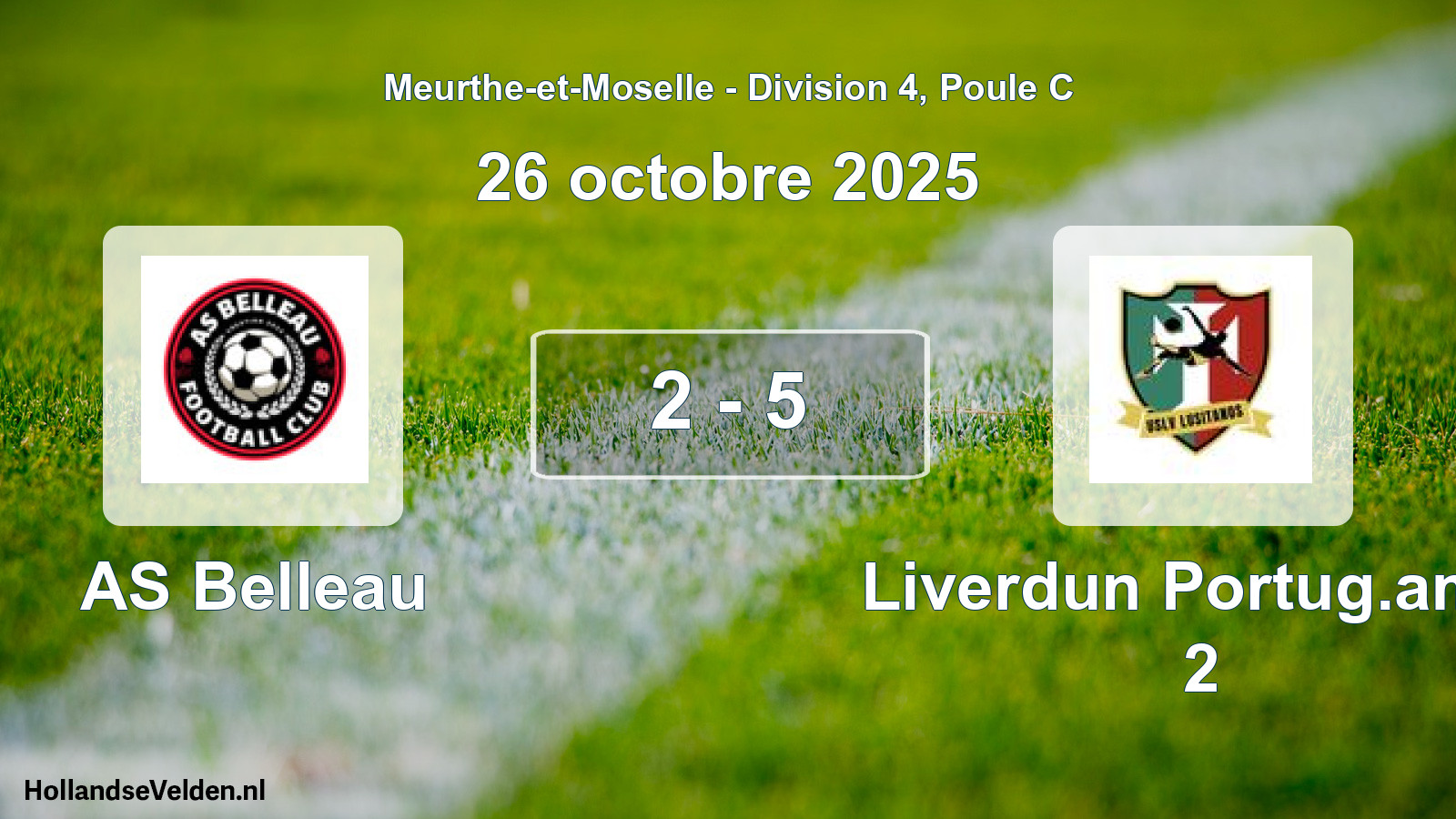 Match joué: AS Belleau - Liverdun Portug.amis 2 2 - 5 (26 octobre 2025)