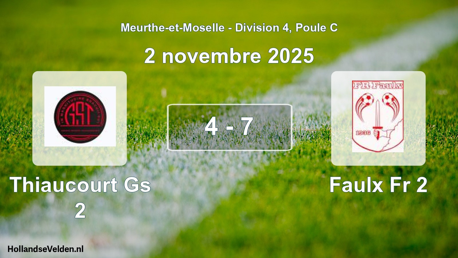 Gespeelde wedstrijd: Thiaucourt Gs 2 - Faulx Fr 2 4 - 7 (2 november 2025)
