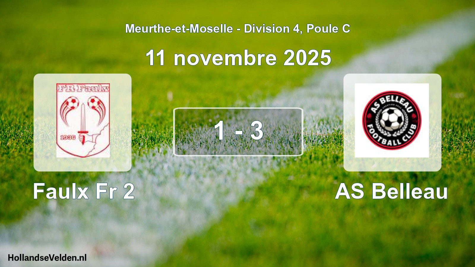 Match joué: Faulx Fr 2 - AS Belleau 1 - 3 (11 novembre 2025)