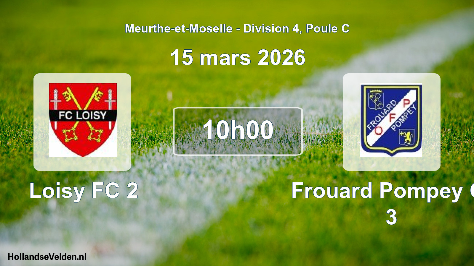 Match programmé: Loisy FC 2 - Frouard Pompey O. 3 (15 mars 2026)