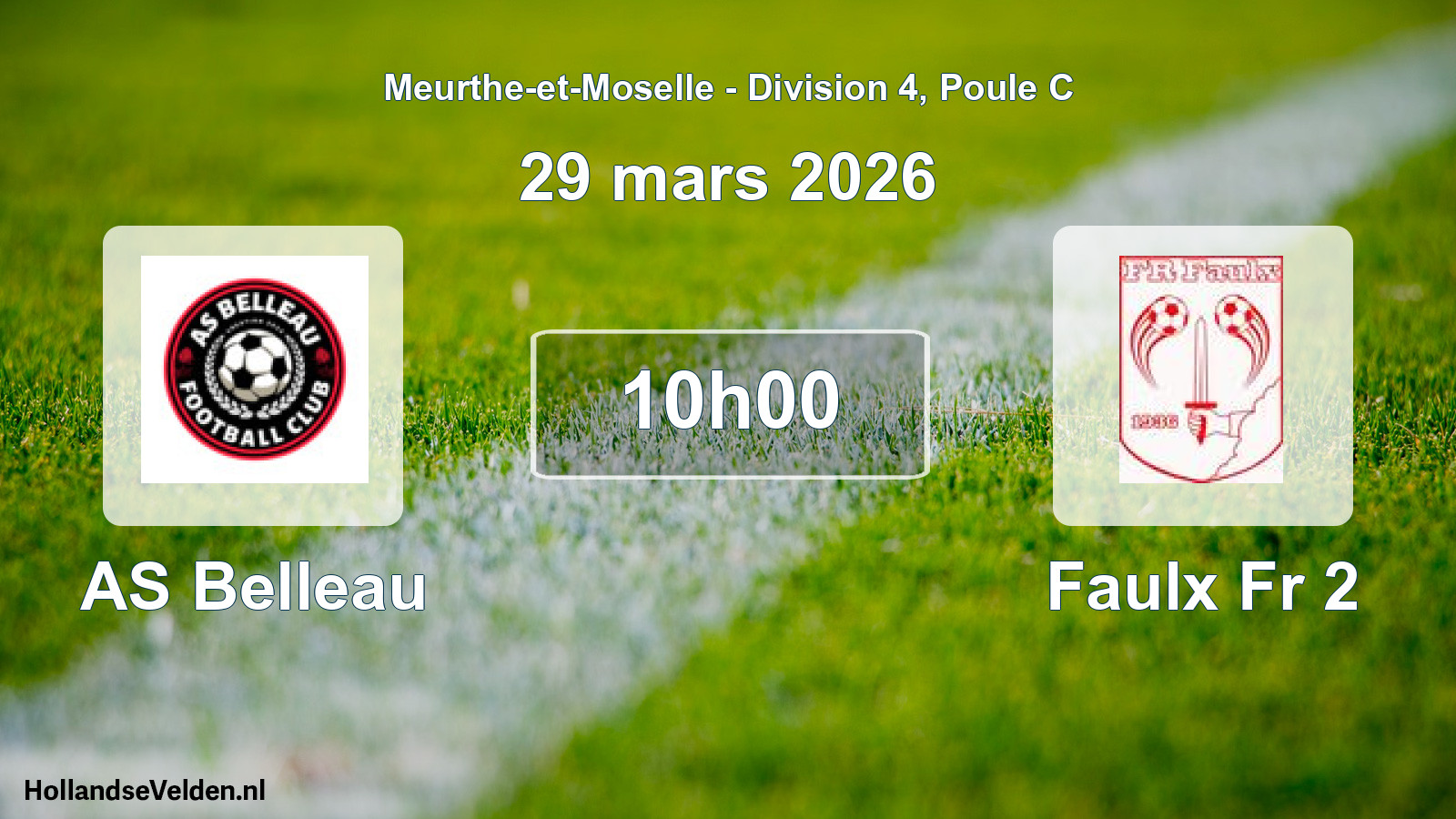 Geplande wedstrijd: AS Belleau - Faulx Fr 2 (29 maart 2026)