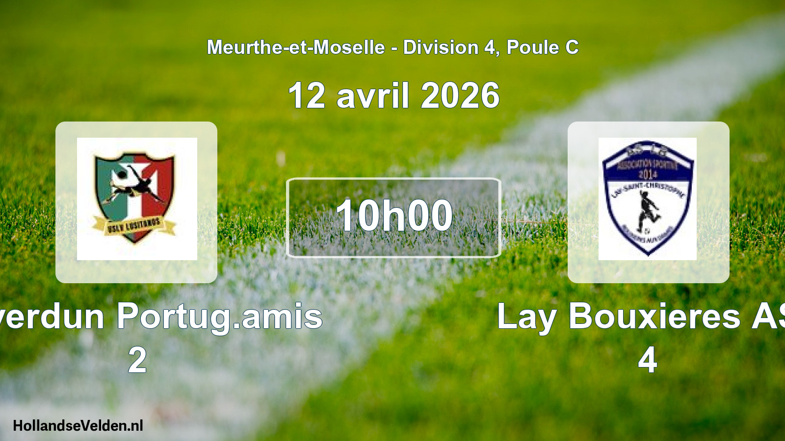 Match programmé: Liverdun Portug.amis 2 - Lay Bouxieres AS 4 (12 avril 2026)