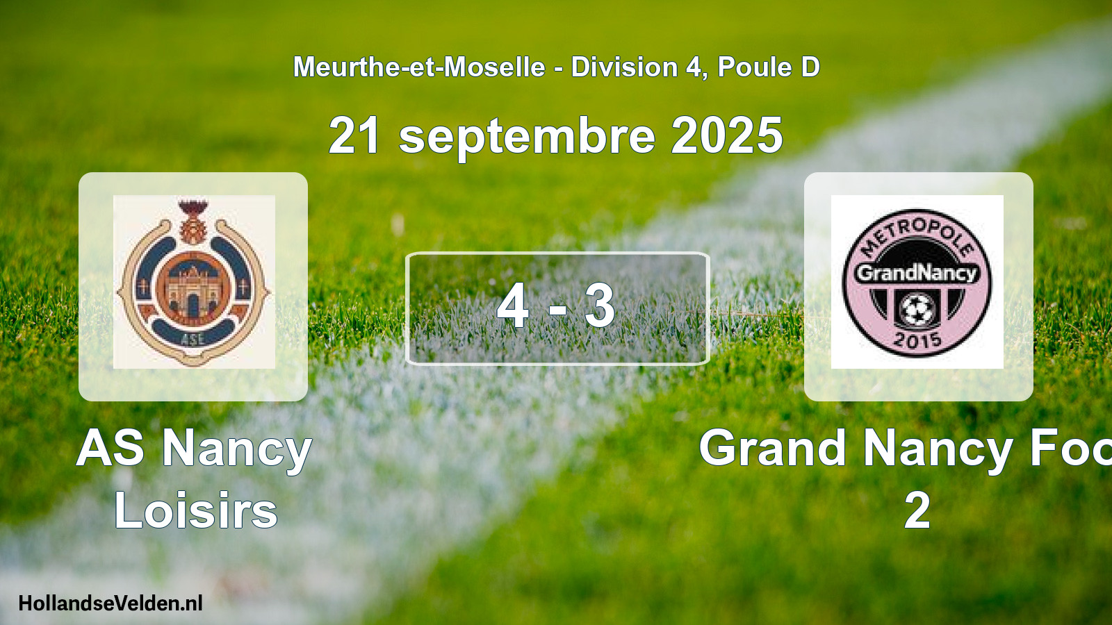 Gespeelde wedstrijd: AS Nancy Loisirs - Grand Nancy Foot 2 4 - 3 (21 september 2025)
