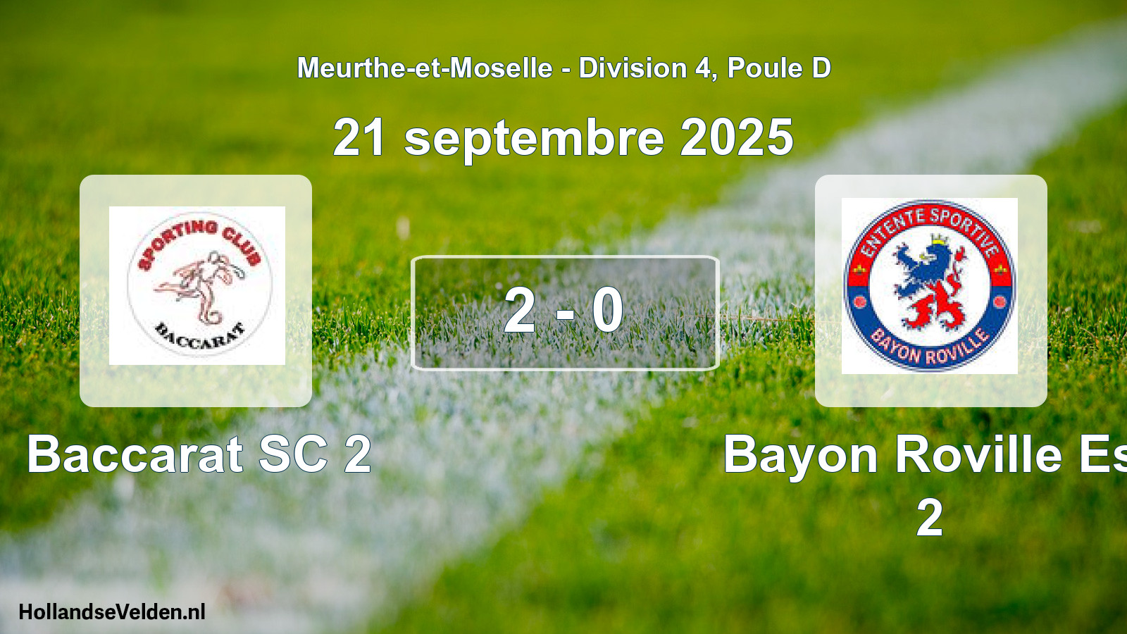 Match joué: Baccarat SC 2 - Bayon Roville Es 2 2 - 0 (21 septembre 2025)