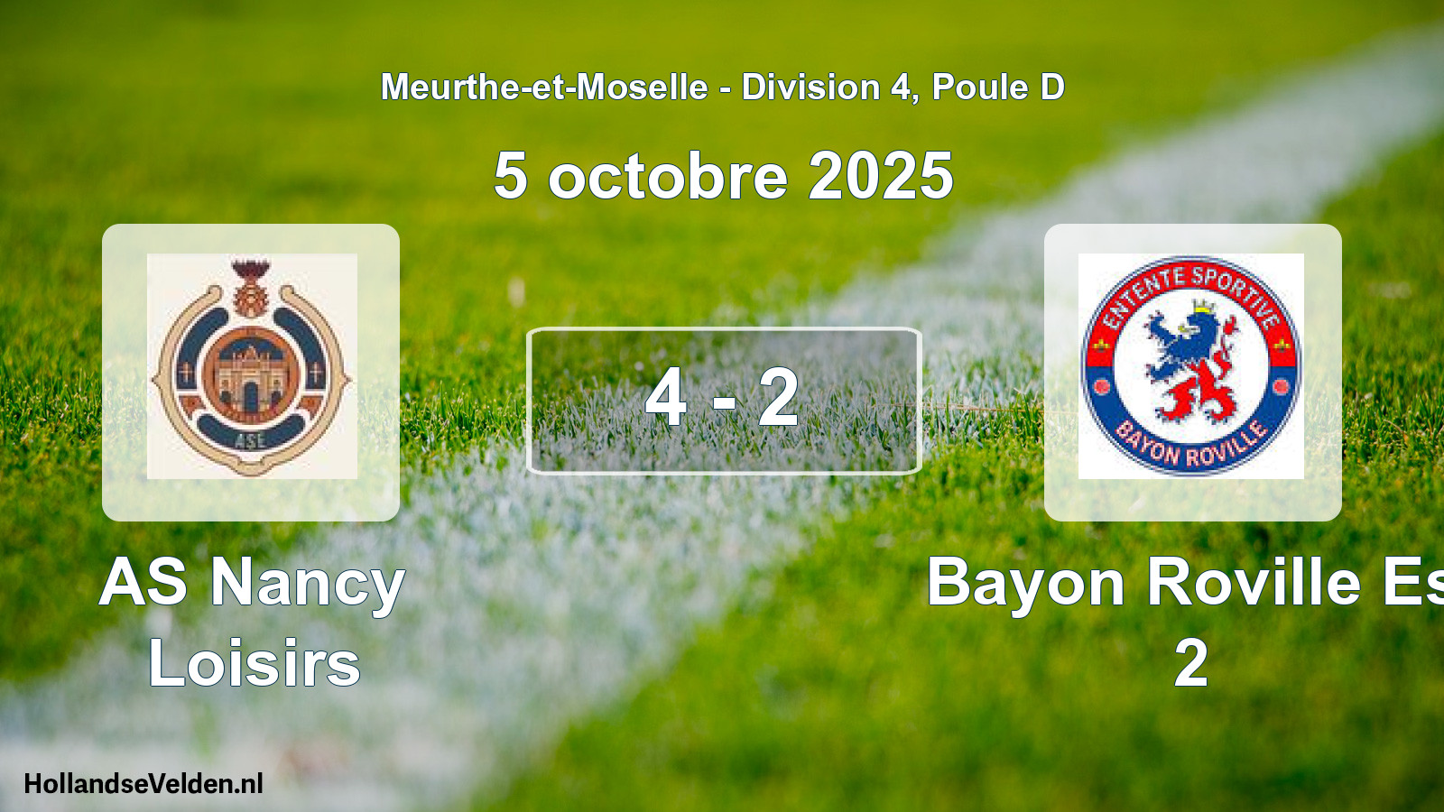 Match joué: AS Nancy Loisirs - Bayon Roville Es 2 4 - 2 (5 octobre 2025)