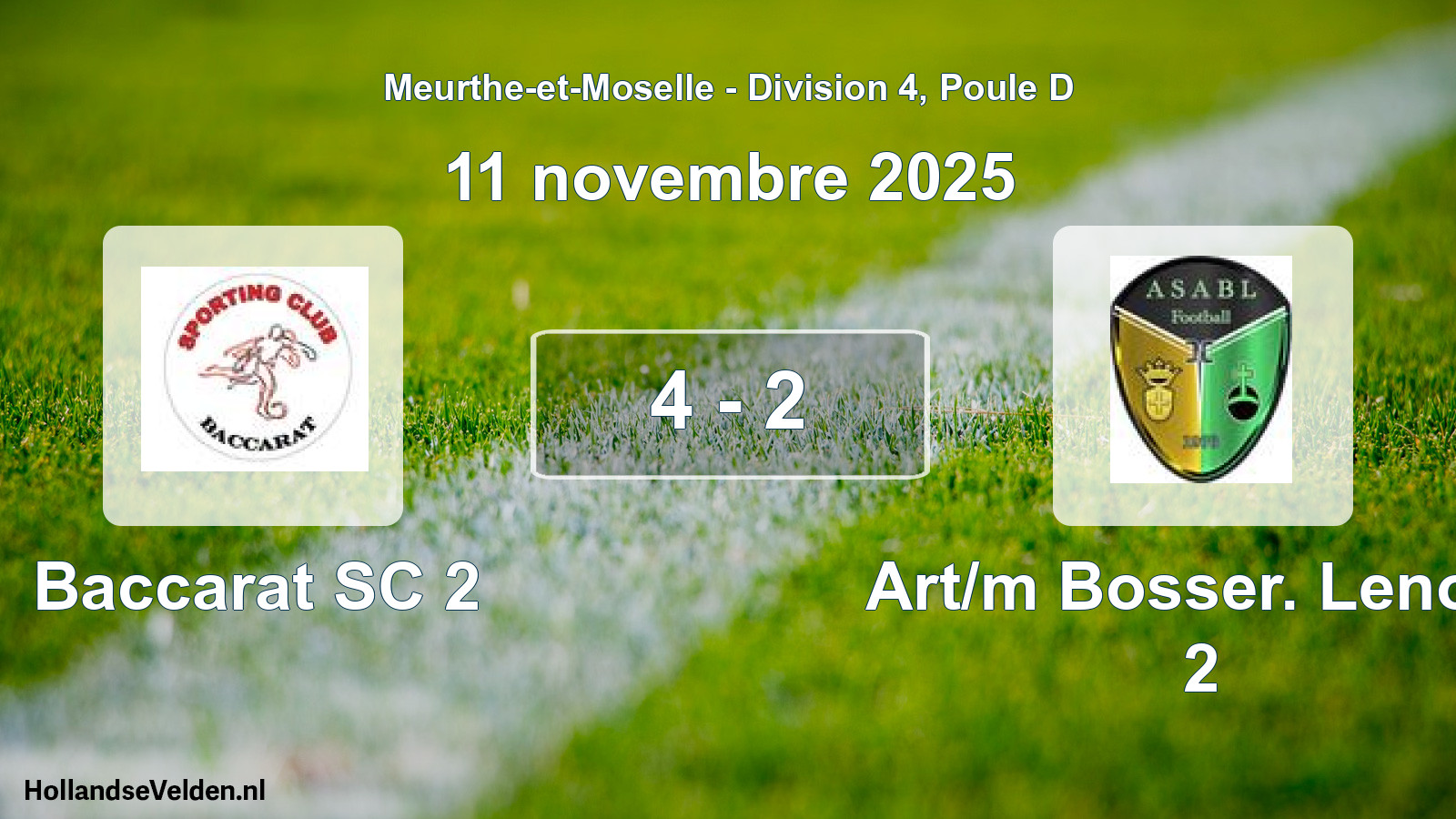 Match joué: Baccarat SC 2 - Art/m Bosser. Lenon. 2 4 - 2 (11 novembre 2025)