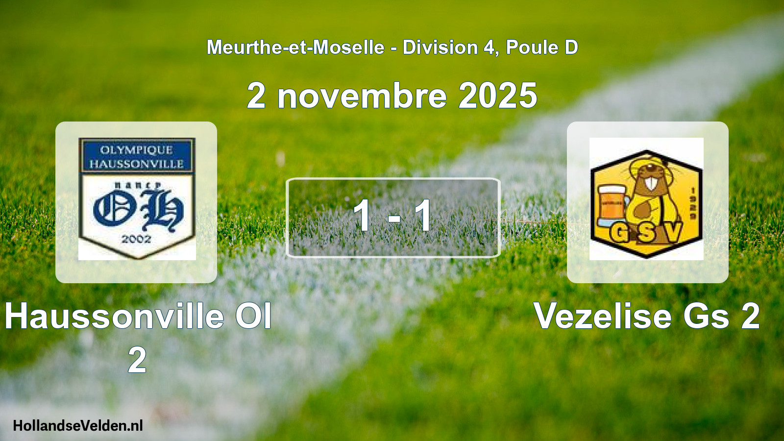 Gespeelde wedstrijd: Haussonville Ol 2 - Vezelise Gs 2 1 - 1 (2 november 2025)