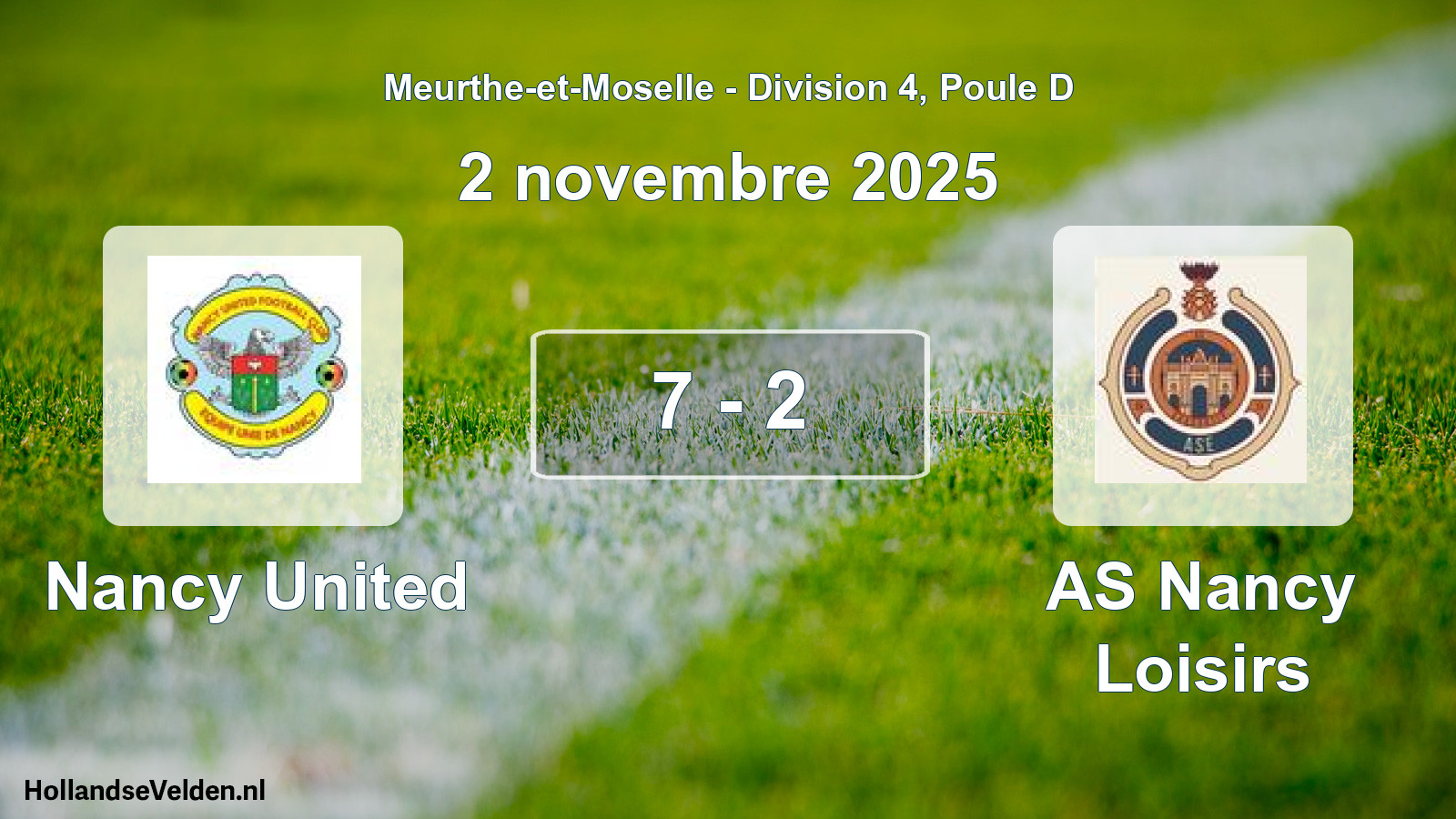 Match joué: Nancy United - AS Nancy Loisirs 7 - 2 (2 novembre 2025)