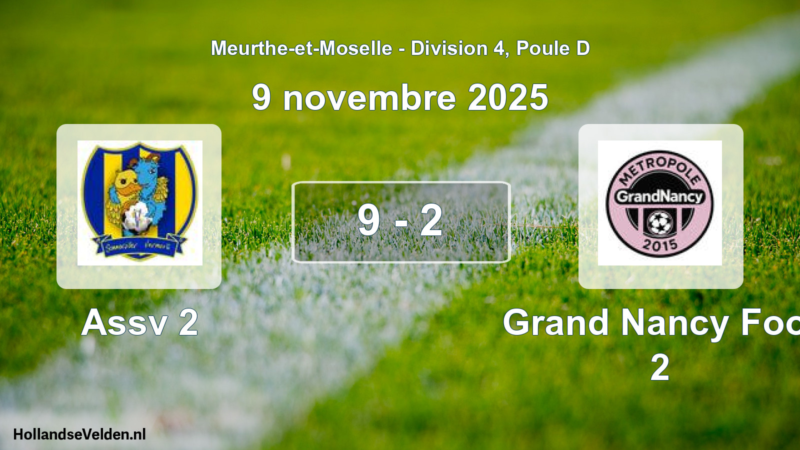 Gespeelde wedstrijd: Assv 2 - Grand Nancy Foot 2 9 - 2 (9 november 2025)