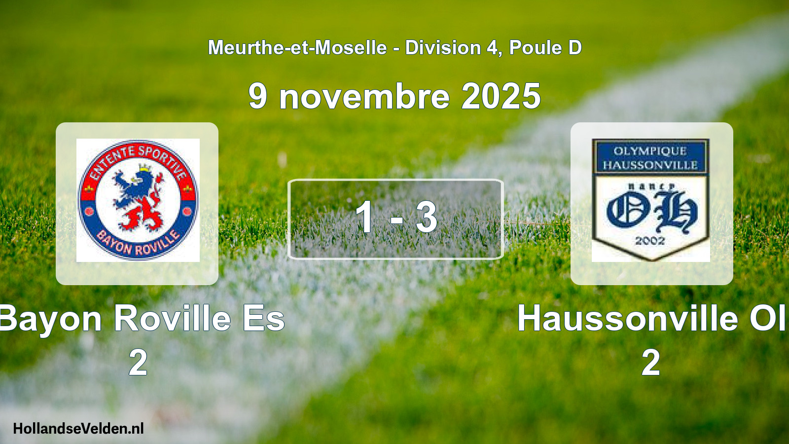 Gespeelde wedstrijd: Bayon Roville Es 2 - Haussonville Ol 2 1 - 3 (9 november 2025)