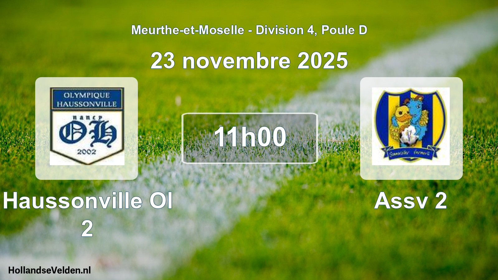 Match programmé: Haussonville Ol 2 - Assv 2 (23 novembre 2025)