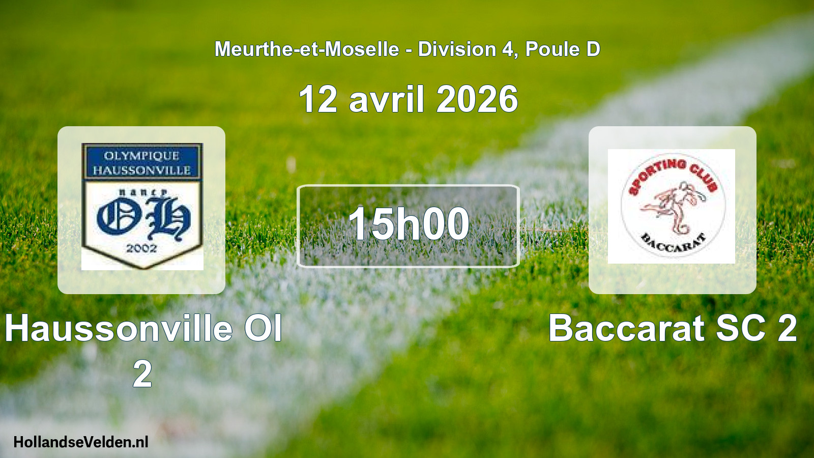 Match programmé: Haussonville Ol 2 - Baccarat SC 2 (12 avril 2026)