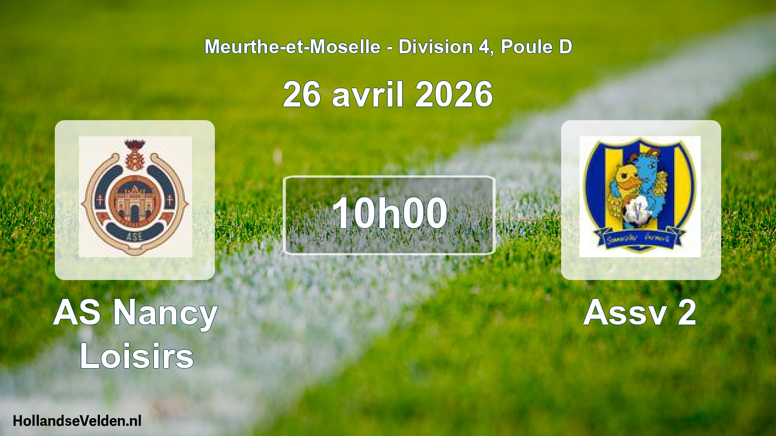Match programmé: AS Nancy Loisirs - Assv 2 (26 avril 2026)
