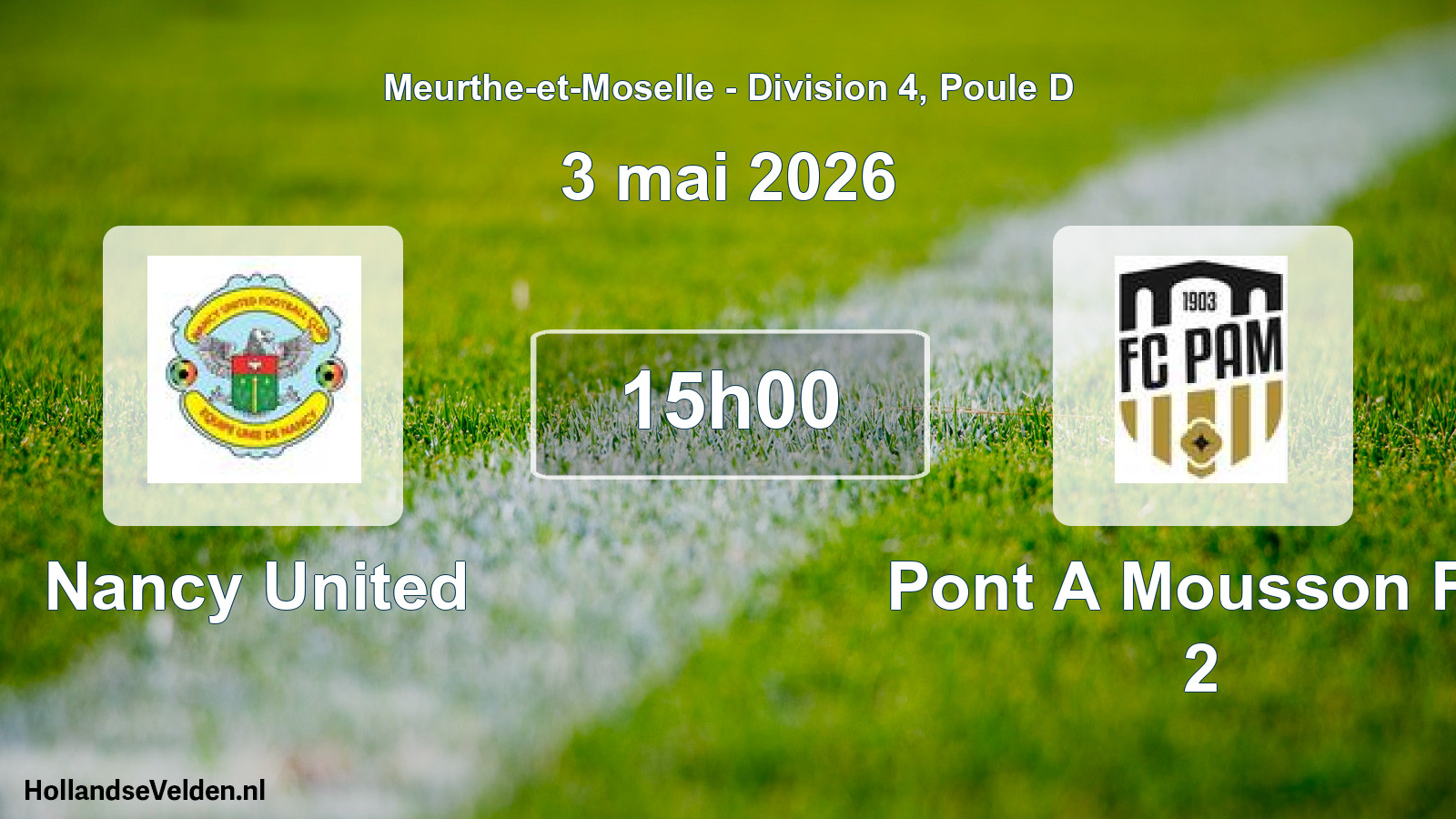 Scheduled Match: Nancy United - Pont A Mousson FC 2 (3 May 2026)