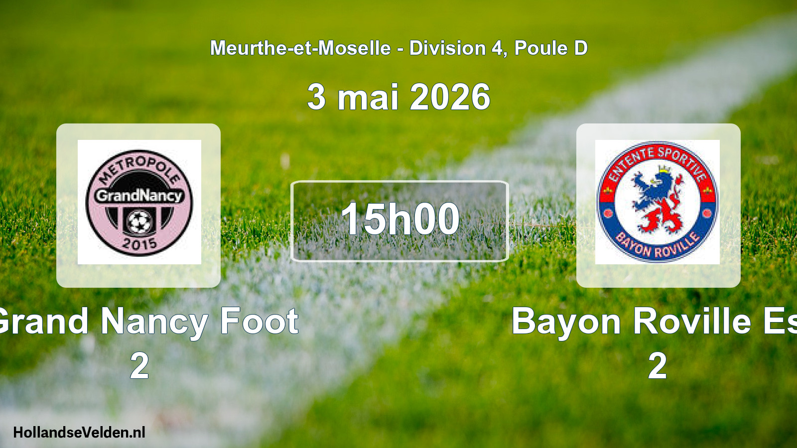 Match programmé: Grand Nancy Foot 2 - Bayon Roville Es 2 (3 mai 2026)