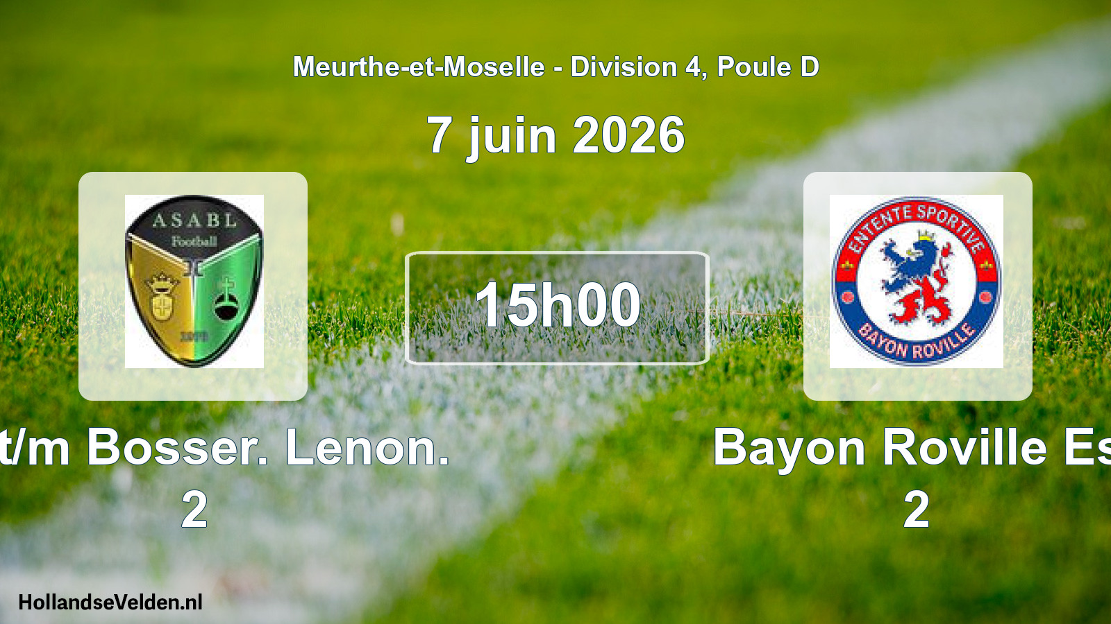Scheduled Match: Art/m Bosser. Lenon. 2 - Bayon Roville Es 2 (7 June 2026)