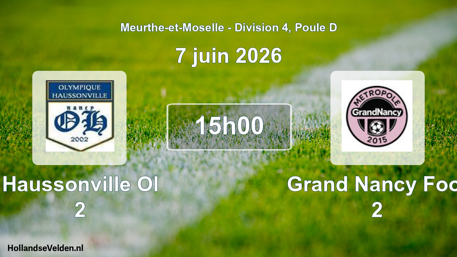 Match programmé: Haussonville Ol 2 - Grand Nancy Foot 2 (7 juin 2026)