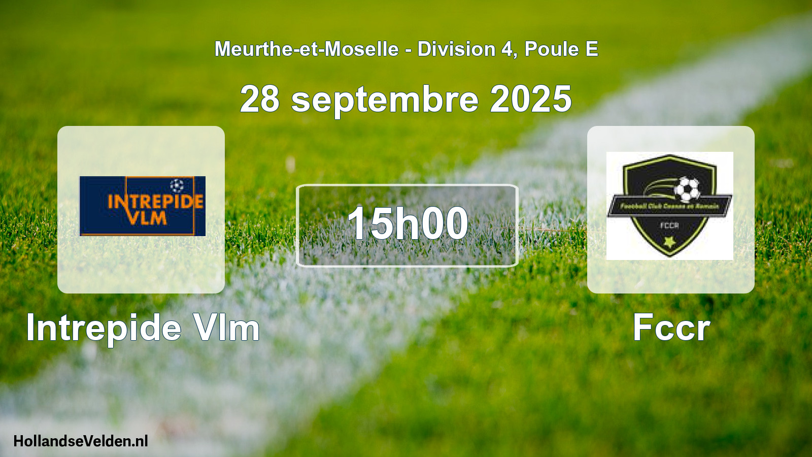 Match programmé: Intrepide Vlm - Fccr (28 septembre 2025)