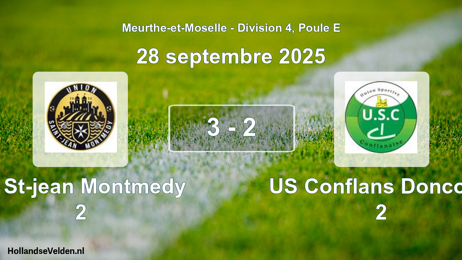 Match joué: U. St-jean Montmedy 2 - US Conflans Doncourt 2 3 - 2 (28 septembre 2025)