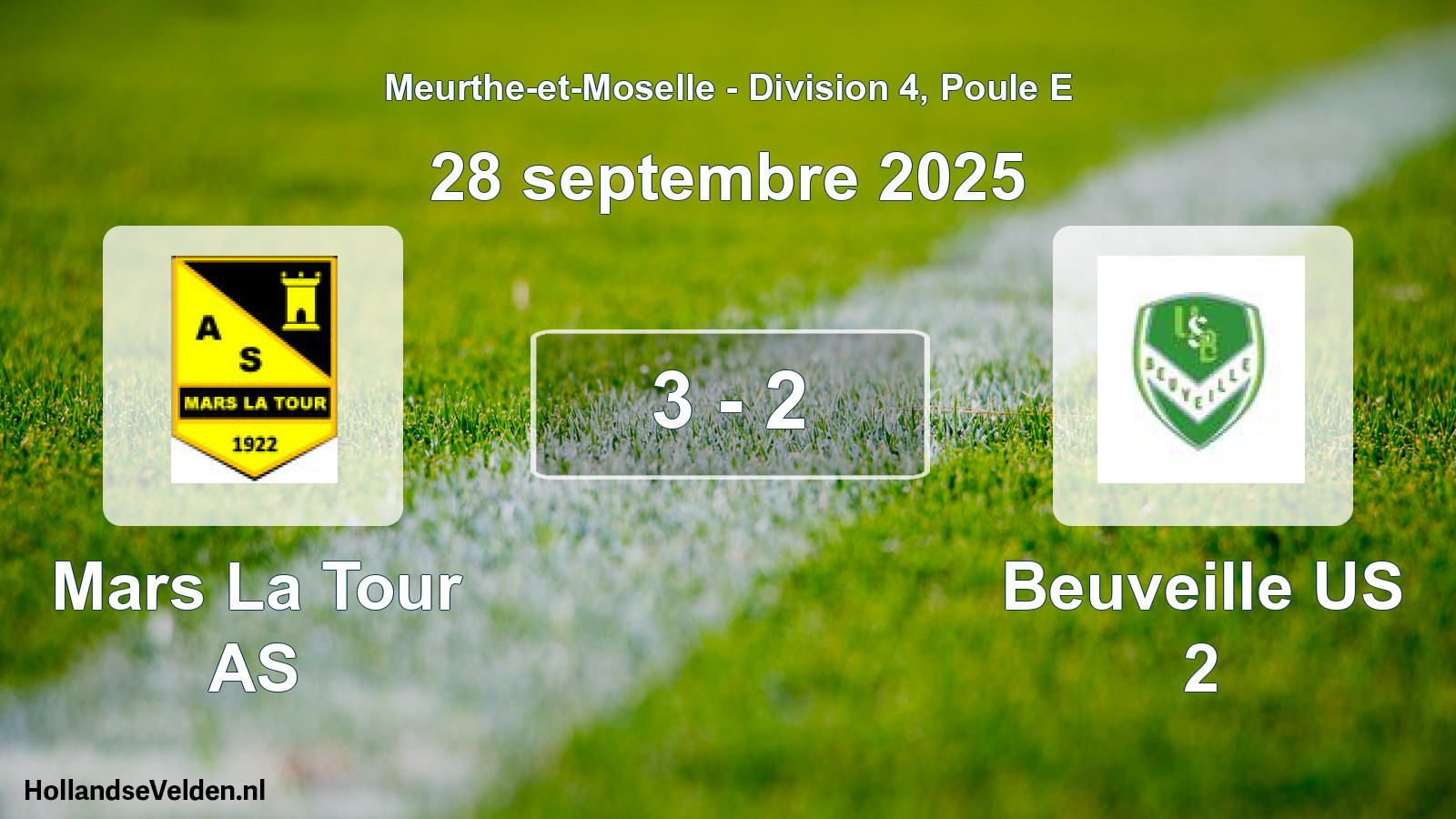 Match joué: Mars La Tour AS - Beuveille US 2 3 - 2 (28 septembre 2025)
