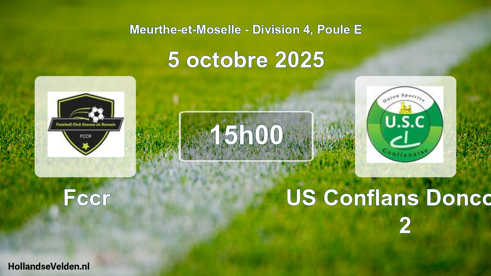 Match programmé: Fccr - US Conflans Doncourt 2 (5 octobre 2025)