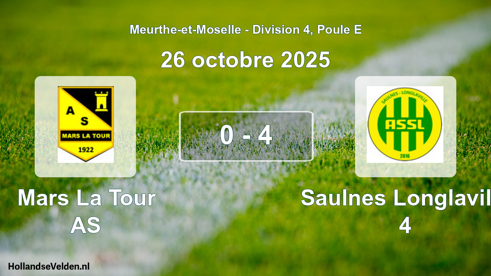 Match joué: Mars La Tour AS - Saulnes Longlaville 4 0 - 4 (26 octobre 2025)