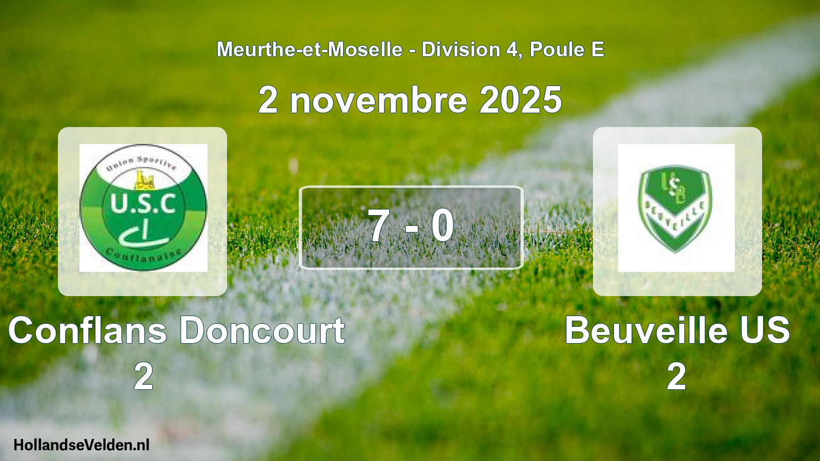 Match joué: US Conflans Doncourt 2 - Beuveille US 2 7 - 0 (2 novembre 2025)