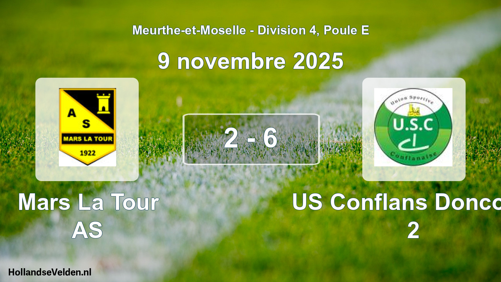 Match joué: Mars La Tour AS - US Conflans Doncourt 2 2 - 6 (9 novembre 2025)