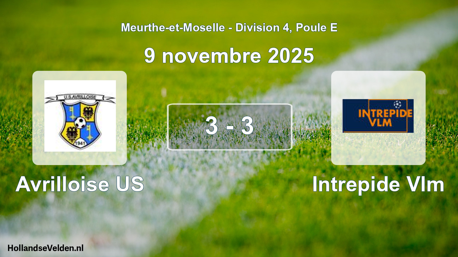 Match joué: Avrilloise US - Intrepide Vlm 3 - 3 (9 novembre 2025)