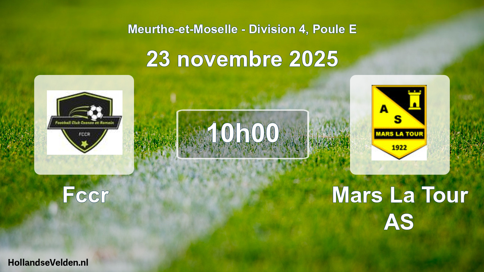 Match programmé: Fccr - Mars La Tour AS (23 novembre 2025)